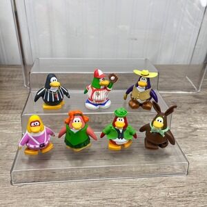 Disney Club Penguin Mini Figure Lot Of 7 Jakks Pacific 2" Leprechaun Cowboy etc